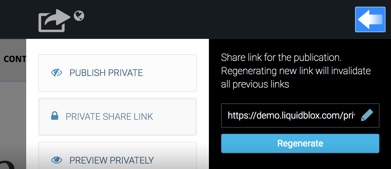 LiquidBlox editor - regenerating the website's link to private