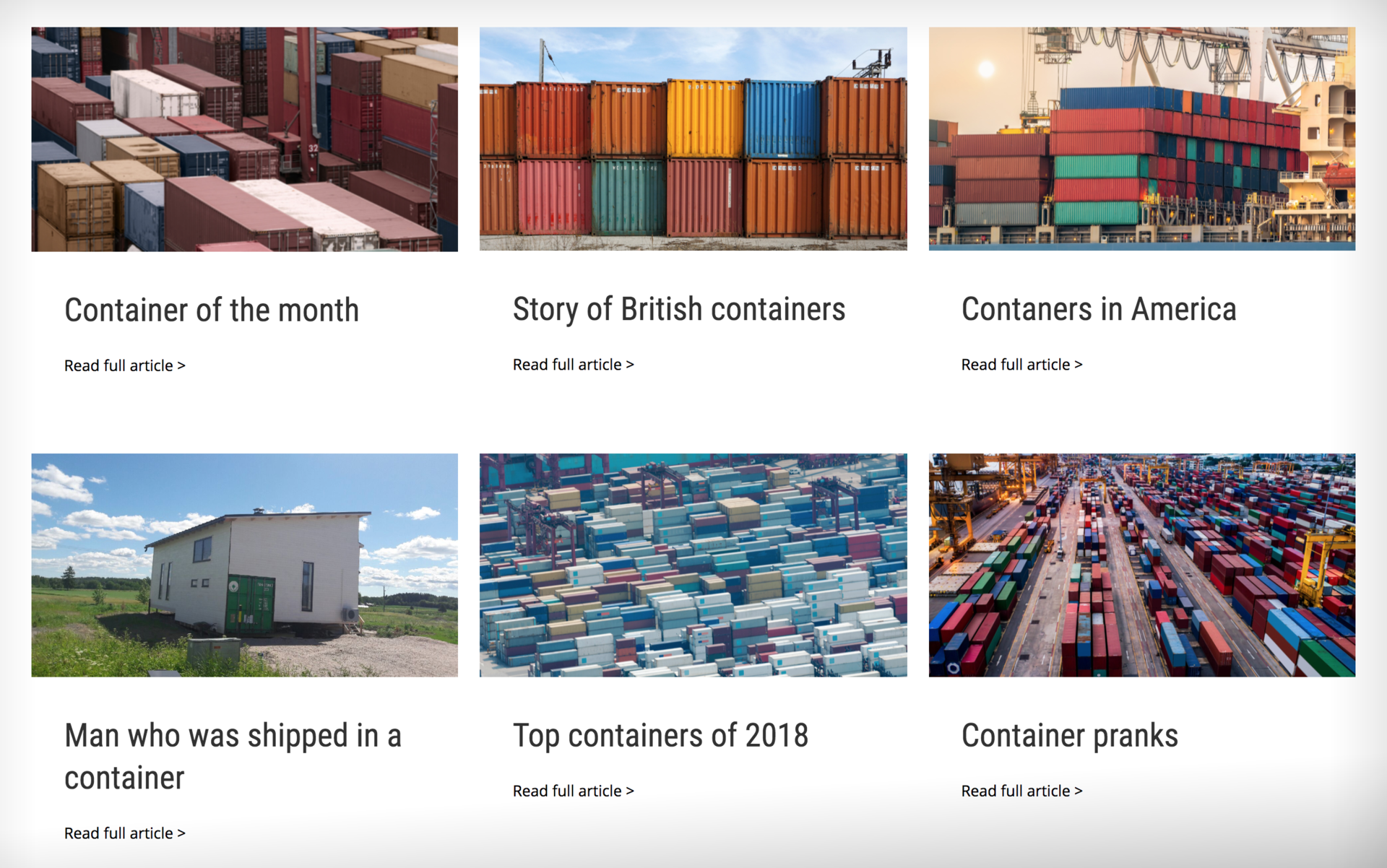 List of articles for blog or news page