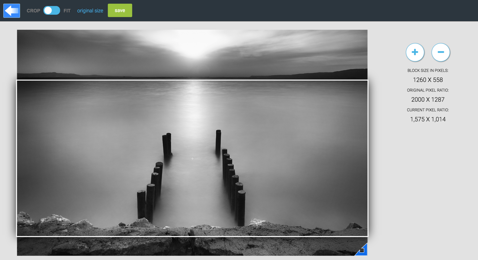 LiquidBlox image editor - image cropping
