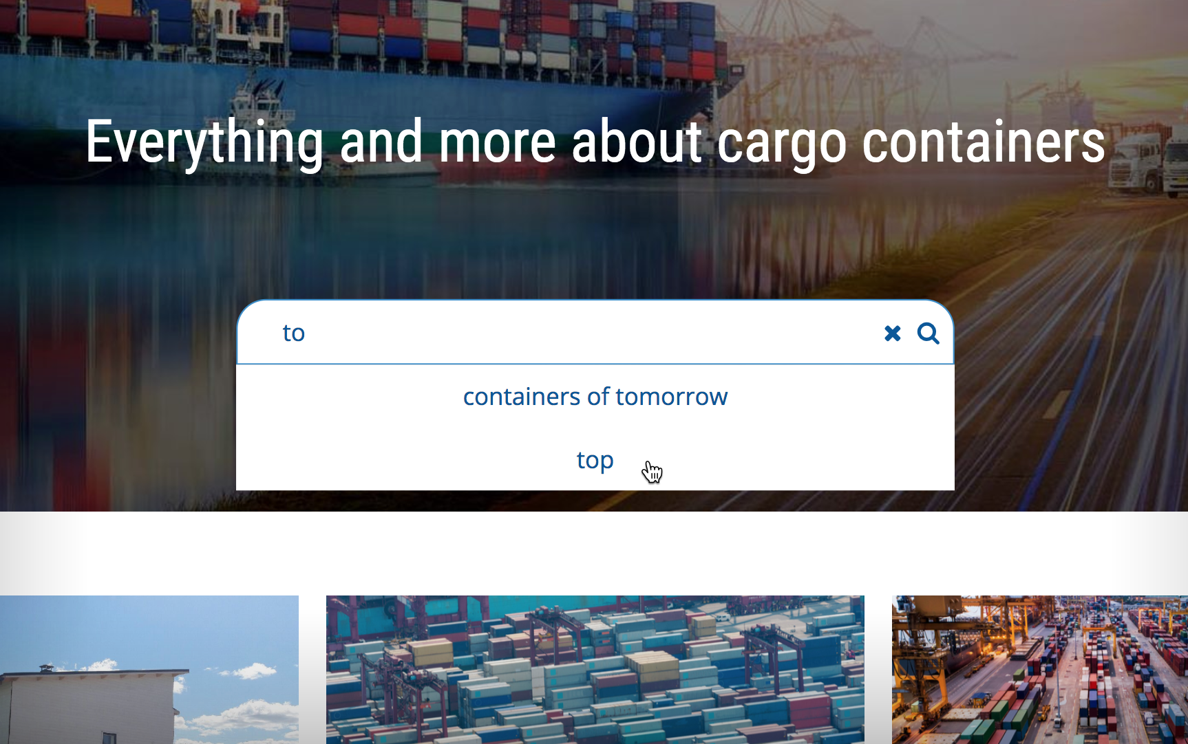 Tag chooser placed on the top of the site