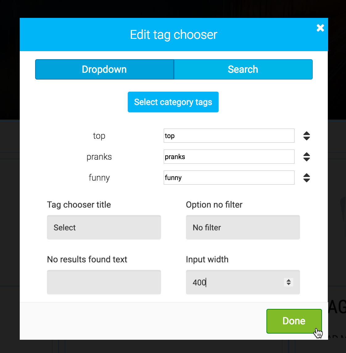 LiquidBlox editor - adding custom texts to tags