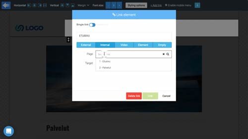 Sivujen linkittäminen LiquidBloxilla