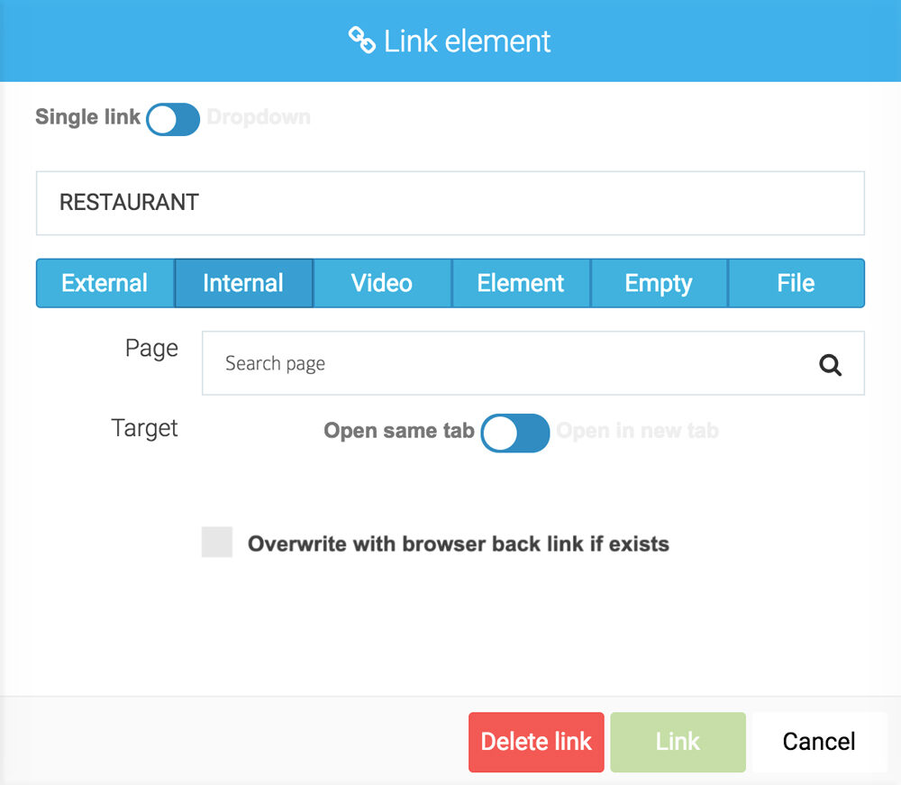 LiquidBlox editor - creating single links