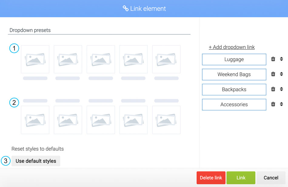 LiquidBlox editor - creating a mega menu using presets