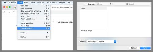 kotisivujen export tallennus