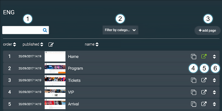 LiquidBlox page manager - page search and filtering