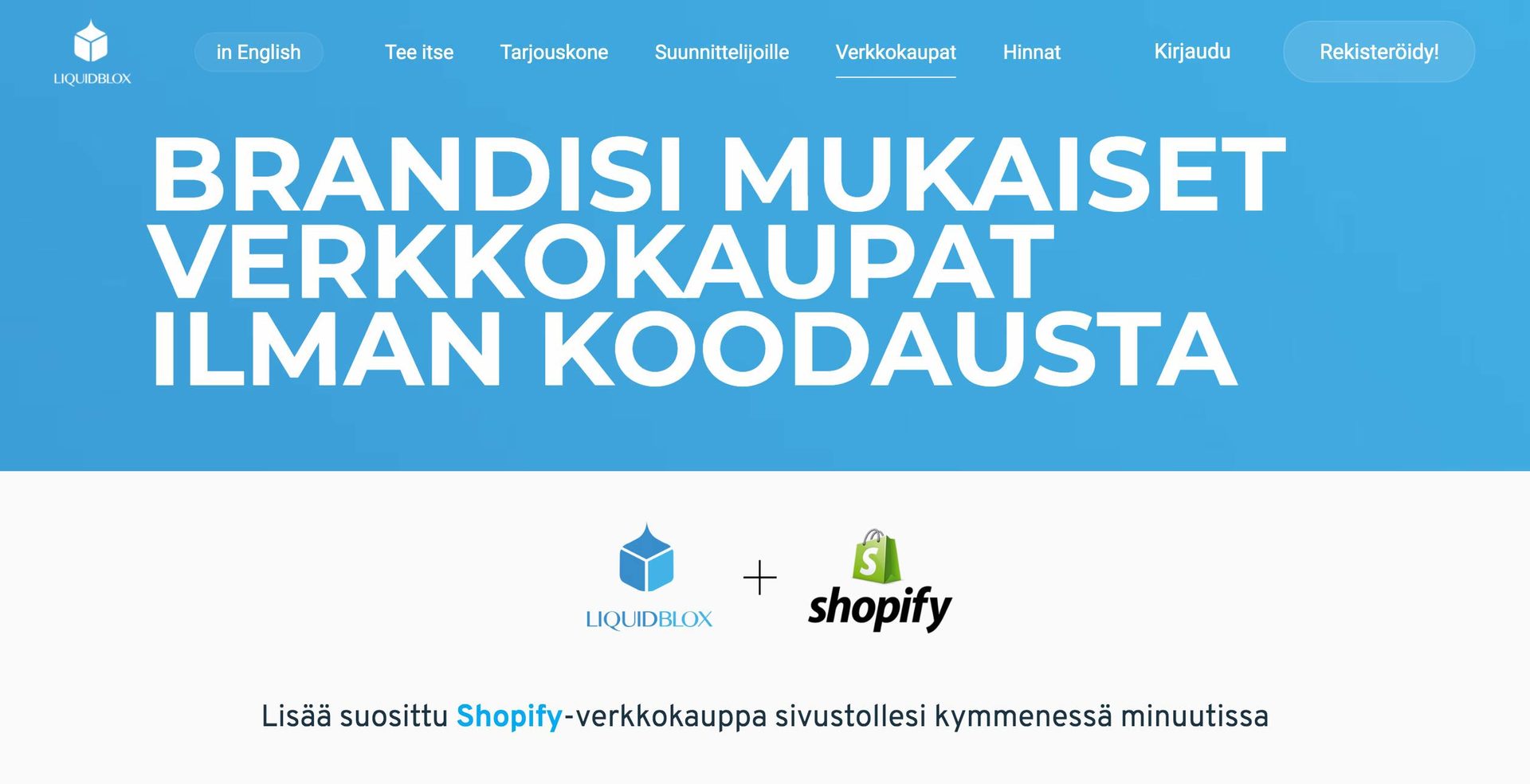Verkkokauppa nettisivuille
