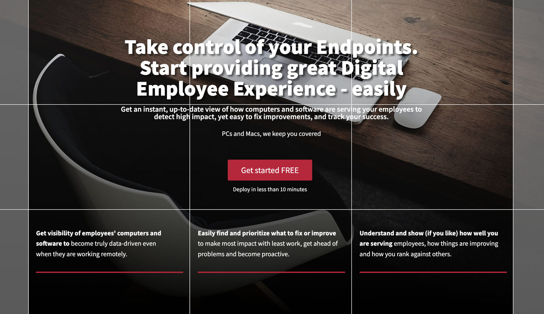 Rule of thirds grid with three featured elements 