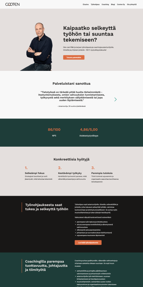 Kotisivut ja logo työnohjaajalle.