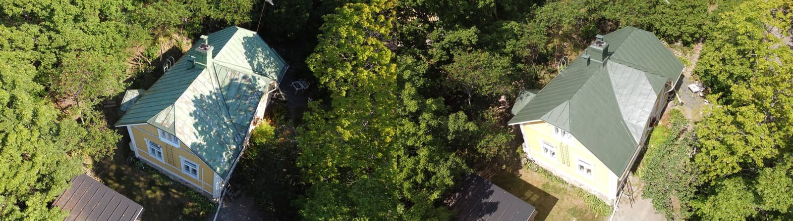 Peltikaton maalaus ennen ja jälkeen Vihti