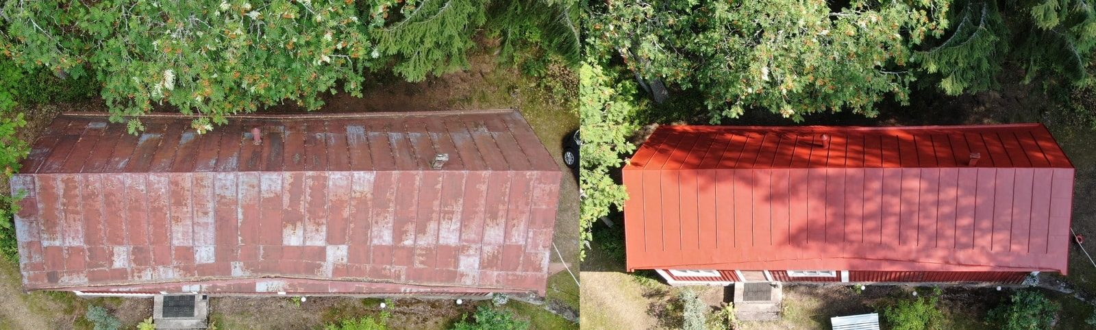 Maalattu ladon peltikatto Hausjrävellä