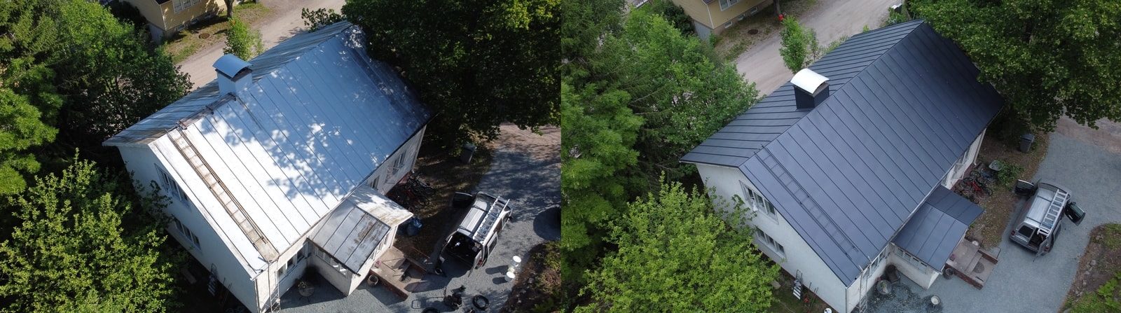 Maalattu peltikatto Riihimäellä