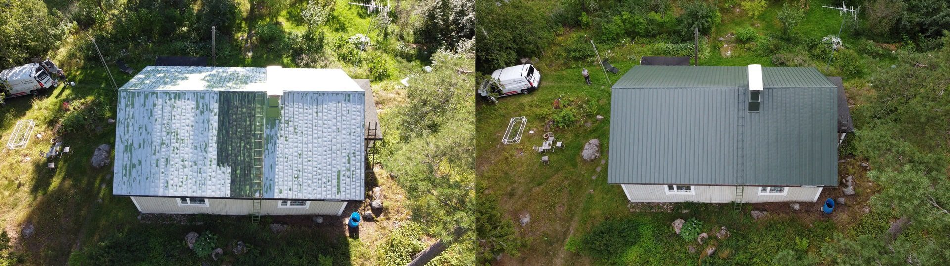 Maalattu peltikatto janakkalassa ennen ja jälkeen kuva