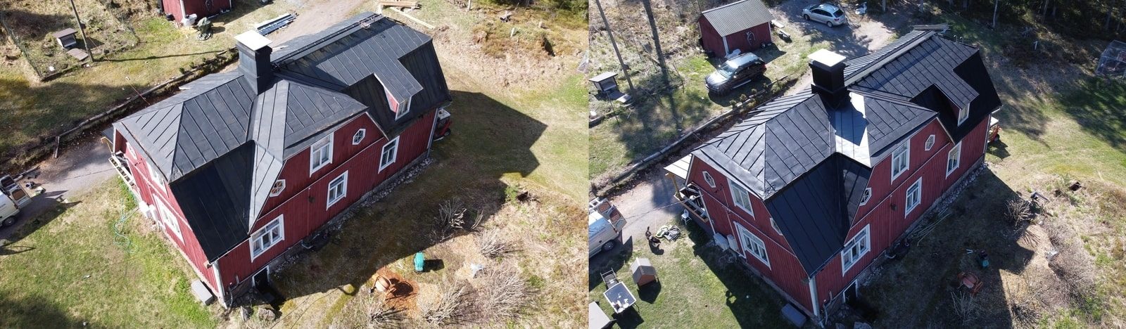 Maalattu peltikatto Rajamäessä