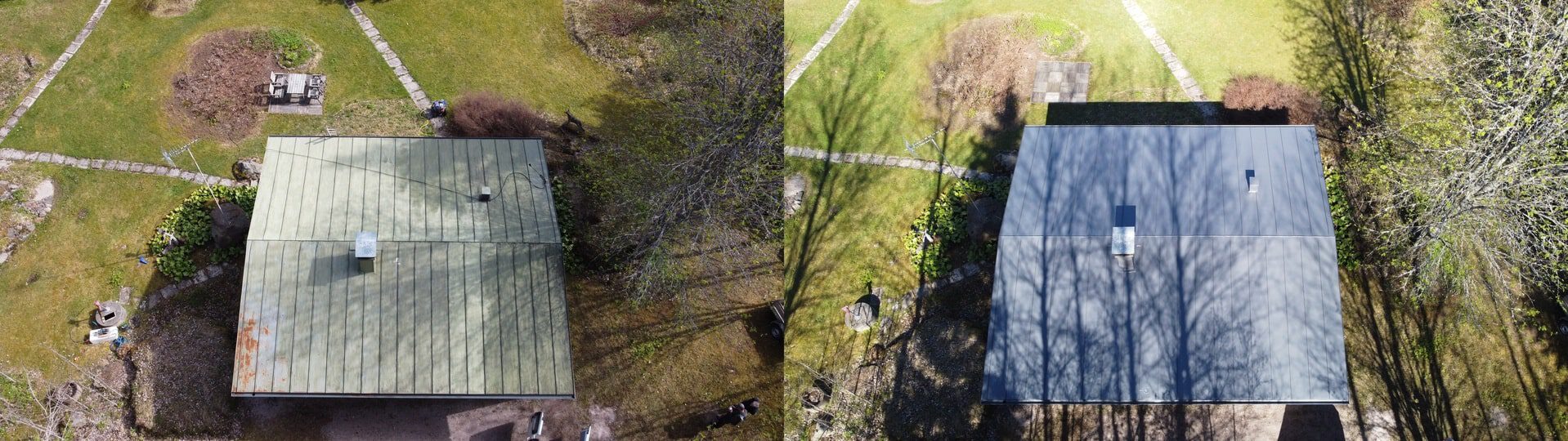 Maalattu peltikatto Riihimäki ennen ja jälkeen kuva