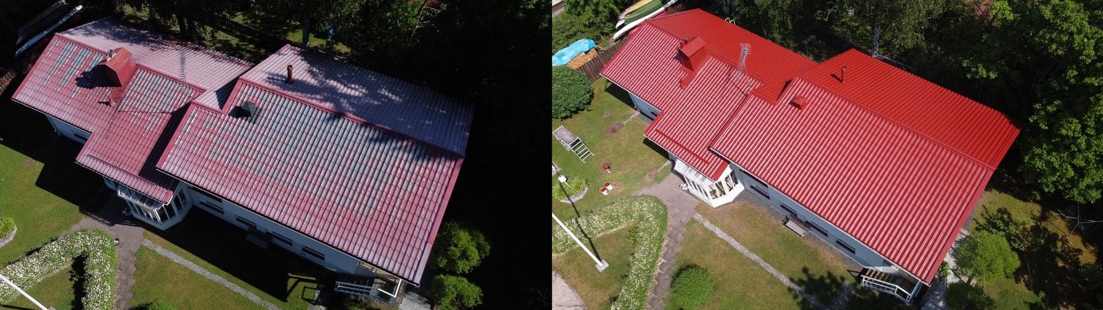 Maalattu peltikatto Hyvinkäällä