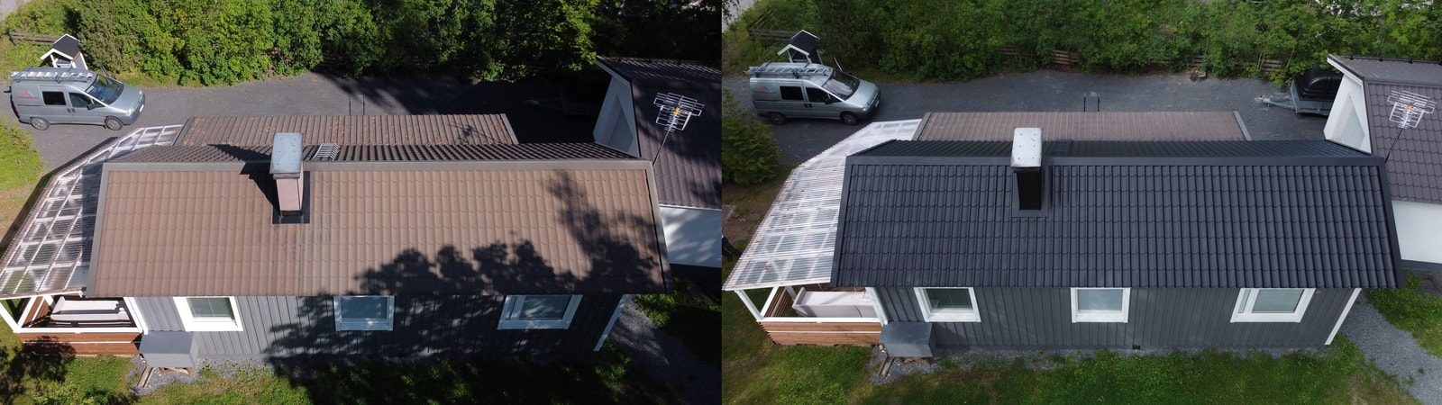 Maalattu peltikatto Rajamäellä