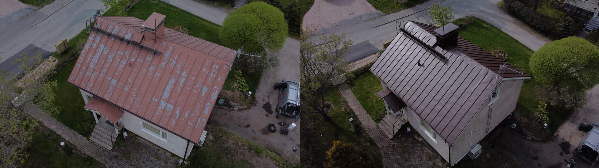 Maalattu peltikatto Janakkalassa