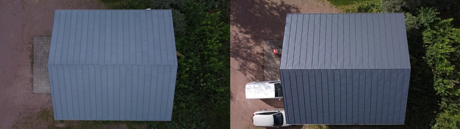 Maalattu autotallin katto Hyvinkäällä