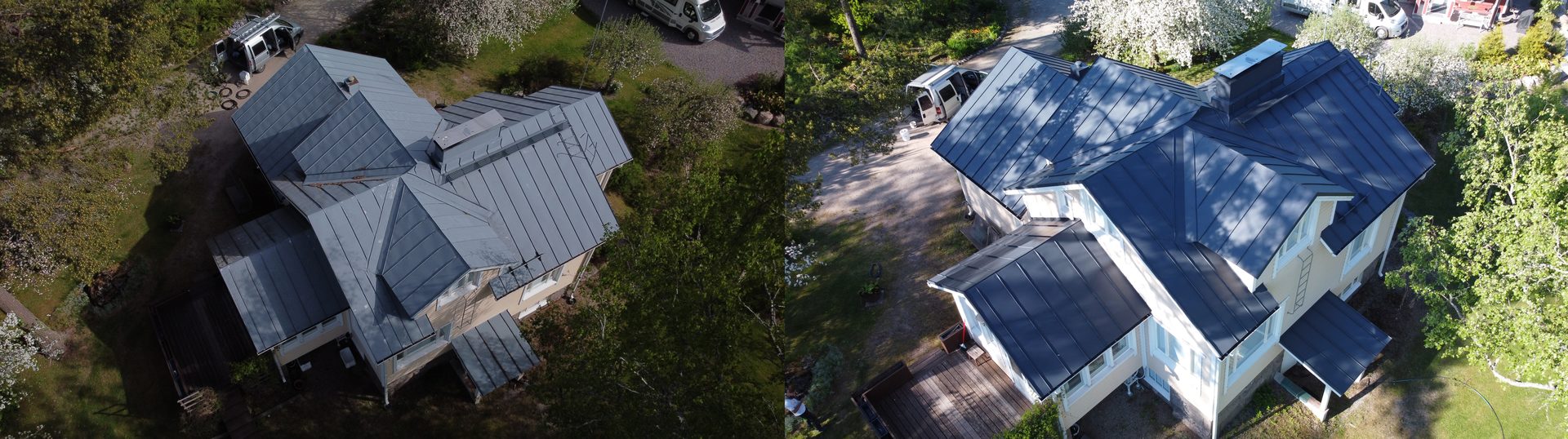 Maalattu peltikatto Hyvinkäällä