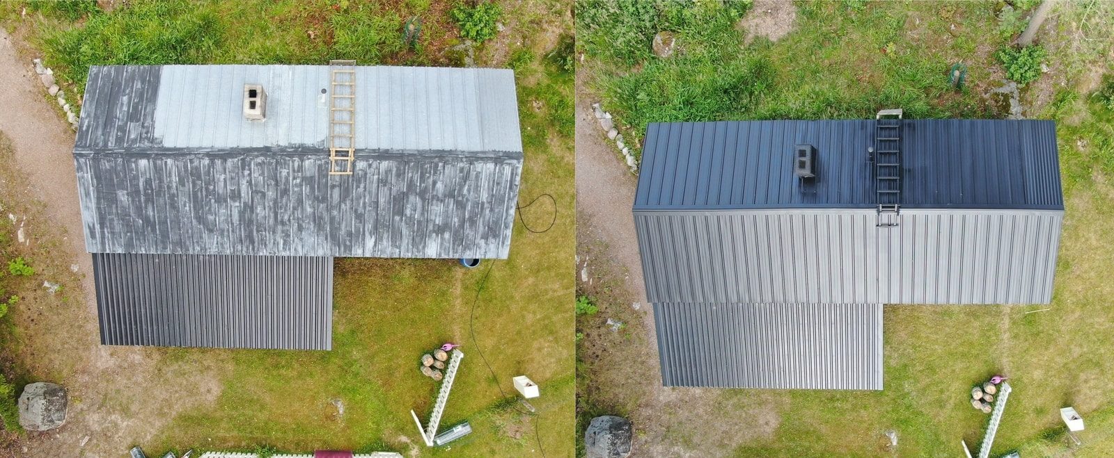 Maalattu peltikatto Hausjärvellä