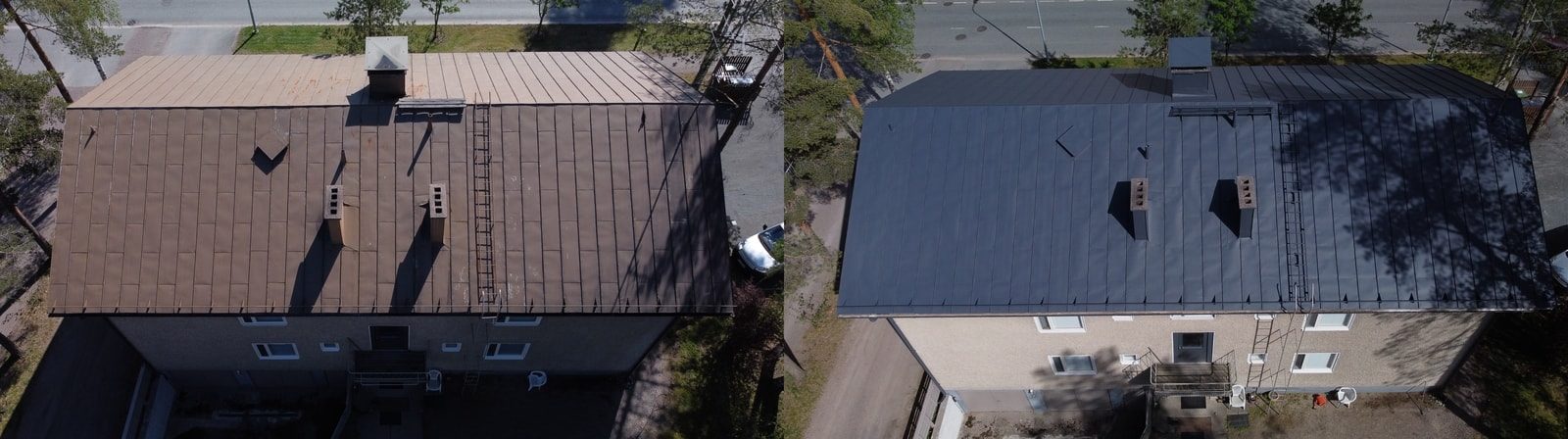 Maalattu peltikatto Hyvinkäällä