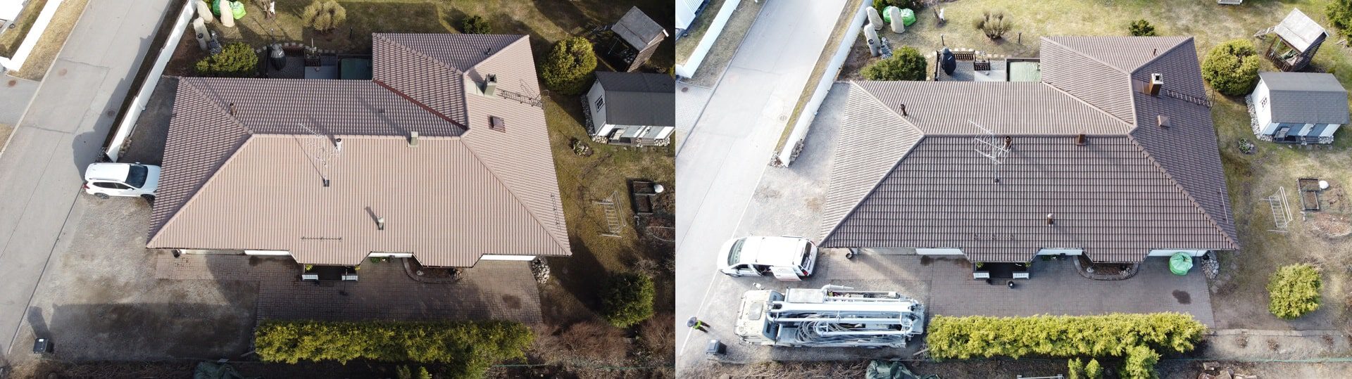 Maalattu Tiilikatto Vantaalla ennen ja jälkeen kuva
