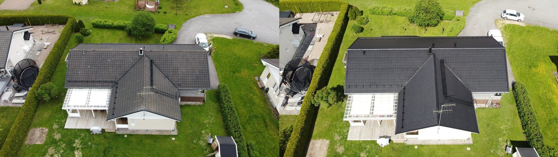 Maalattu Tiilikatto Hyvinkäällä ennen ja jälkeen kuva