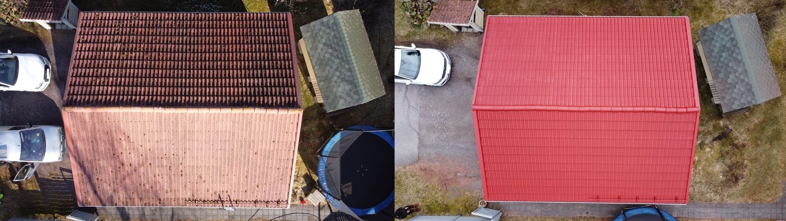 Maalattu autotallin tiilikatto Mäntsälässä